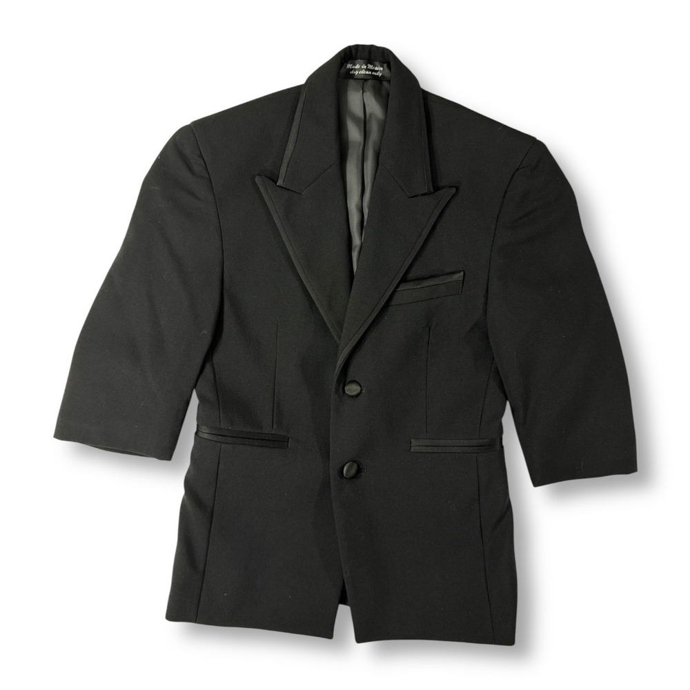 Chaps Boys‎ Black 100% Wool Formal Blazer Tuxedo Jacket Size 4 GV8219